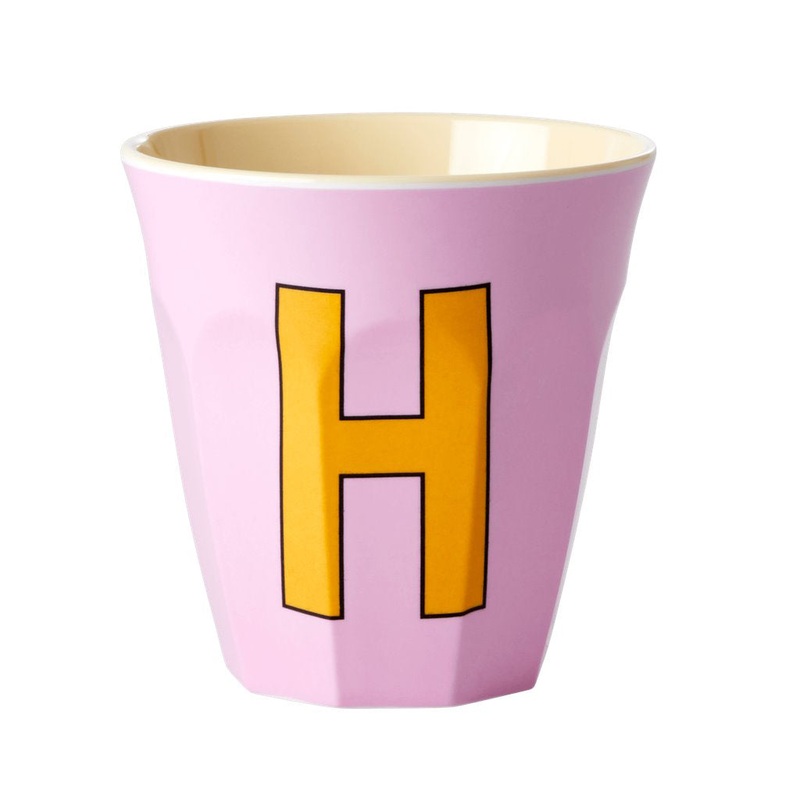 Rice DK Melamine Cup with The Letter H - Pink - Two Tone - Medium