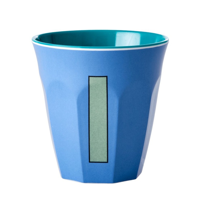 Rice DK Melamine Cup with The Letter I - New Dusty Blue - Two Tone - Medium