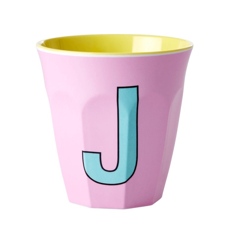 Rice DK Melamine Cup with The Letter J - Pink - Two Tone - Medium