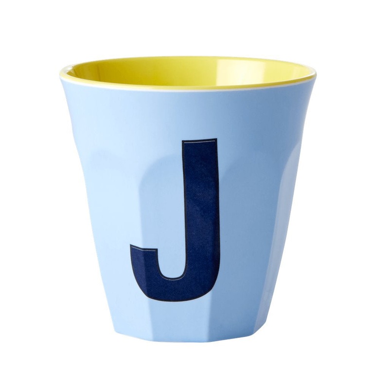 Rice DK Melamine Cup with The Letter J - Soft Blue - Two Tone - Medium
