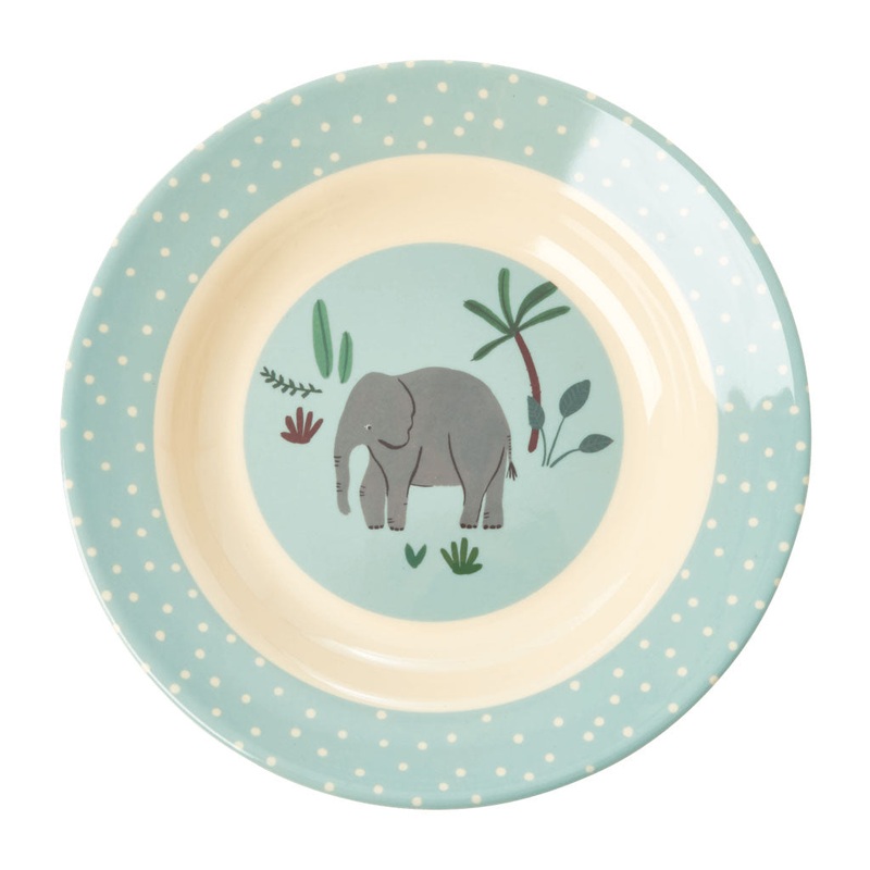 Rice DK Melamine Kids Bowl with Blue Jungle Animals Print