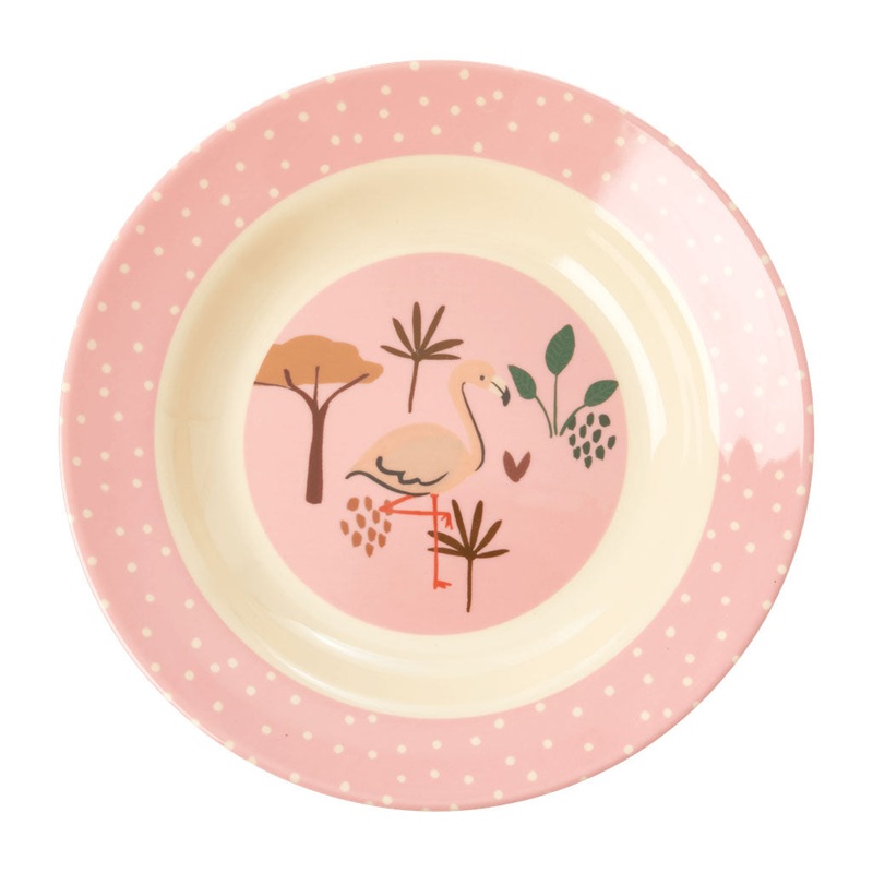 Rice DK Melamine Kids Bowl with Pink Jungle Animals Print