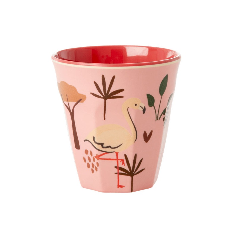 Rice DK Melamine Kids Cup with Pink Jungle Animal Print - Small