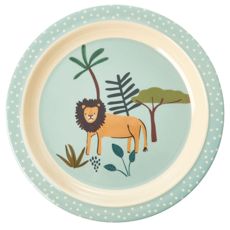 Rice DK Melamine Kids Lunch Plate with Blue Jungle Animals Print