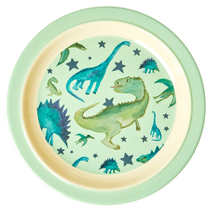 Rice DK Melamine Kids Lunch Plate with Dino Print