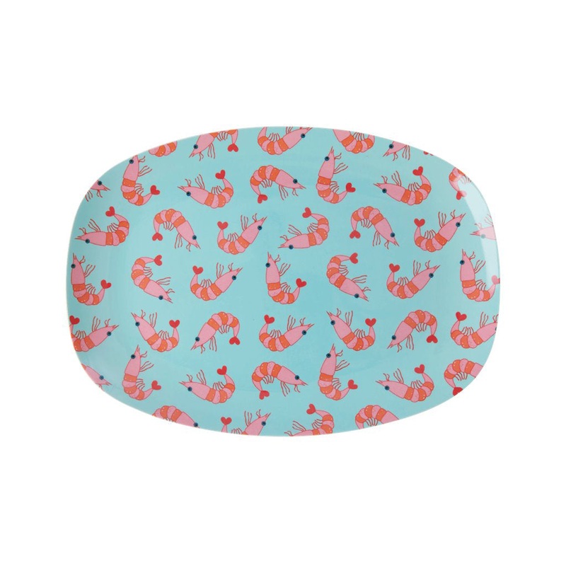 Rice DK Melamine Rectangular Plate with Shrimp Print - Small