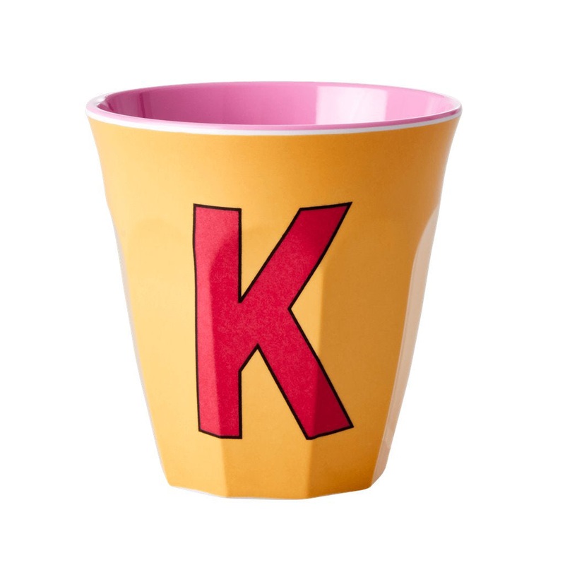 Rice DK Melamine Cup with The Letter K - Apricot - Two Tone - Medium