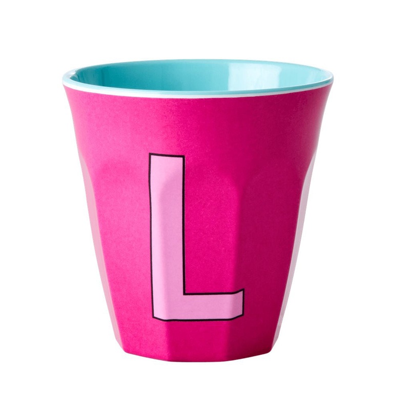 Rice DK Melamine Cup with The Letter L - Fuchsia - Two Tone - Medium