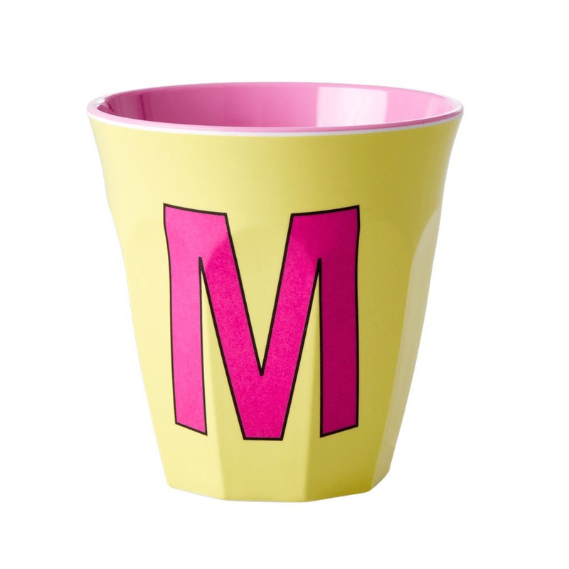Rice DK Melamine Cup with The Letter M - Yellow - Two Tone - Medium