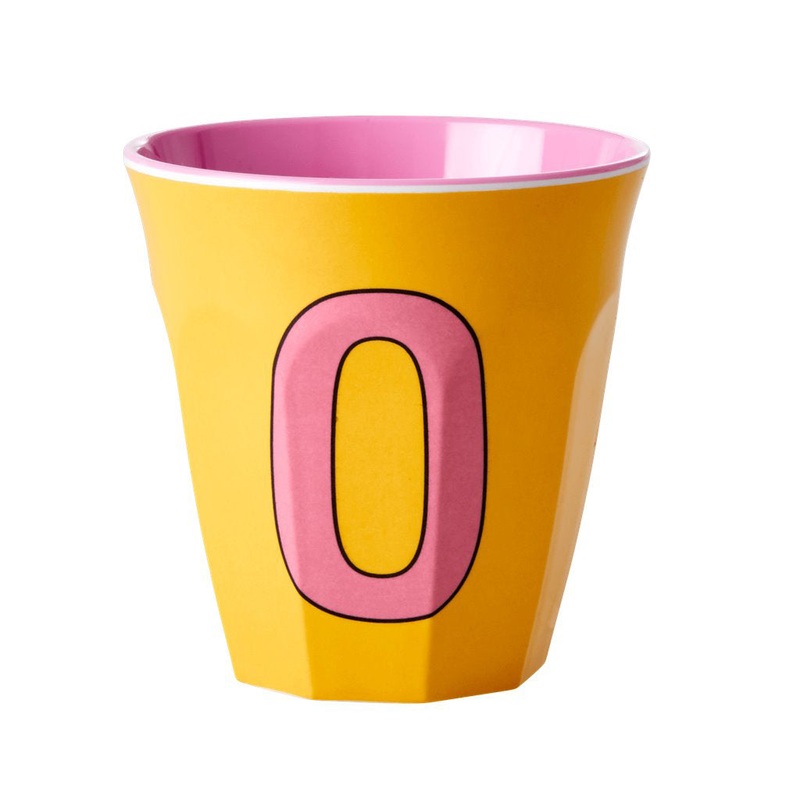 Rice DK Melamine Cup with The Letter O - Yellow - Two Tone - Medium