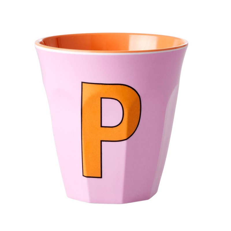 Rice DK Melamine Cup with The Letter P - Pink - Two Tone - Medium