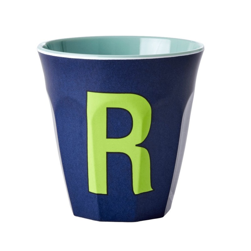 Rice DK Melamine Cup with The Letter R - Dark Blue - Two Tone - Medium