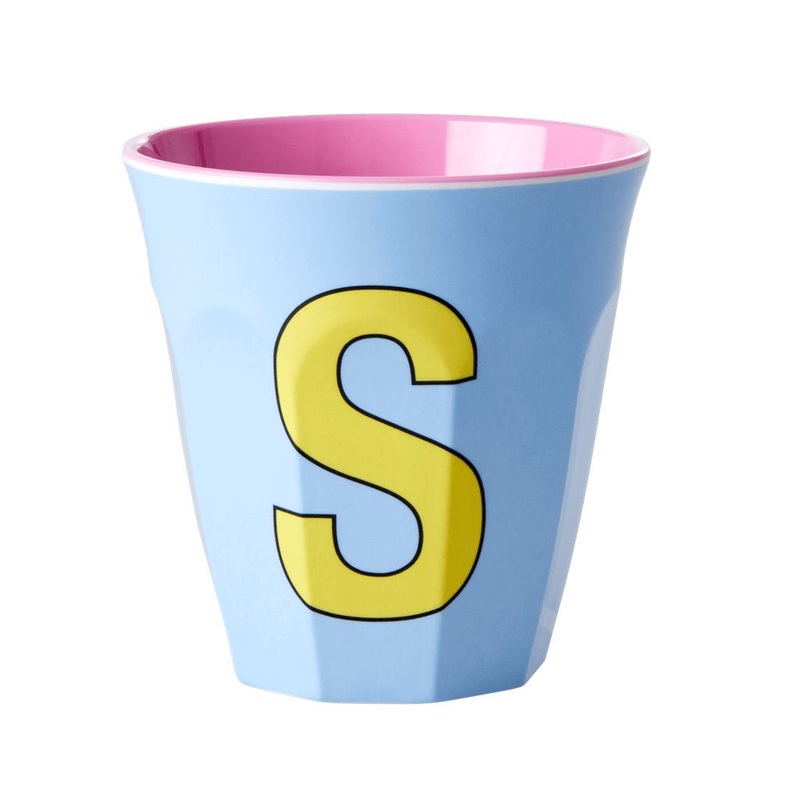 Rice DK Melamine Cup with The Letter S - Soft Blue - Two Tone - Medium