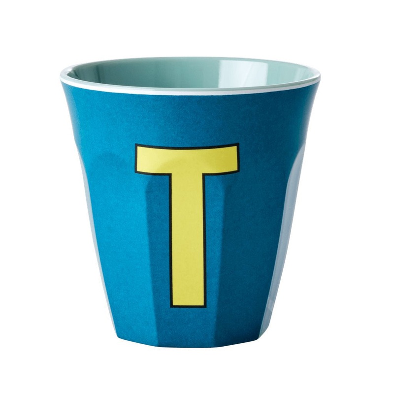 Rice DK Melamine Cup with The Letter T - Emerald - Two Tone - Medium