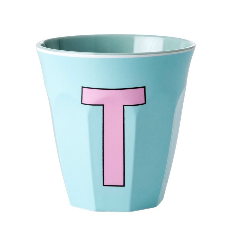 Rice DK Melamine Cup with The Letter T - Mint - Two Tone - Medium