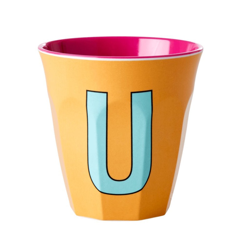 Rice DK Melamine Cup with The Letter U - Apricot - Two Tone - Medium