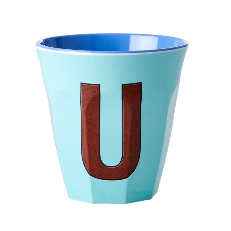 Rice DK Melamine Cup with The Letter U - Mint - Two Tone - Medium