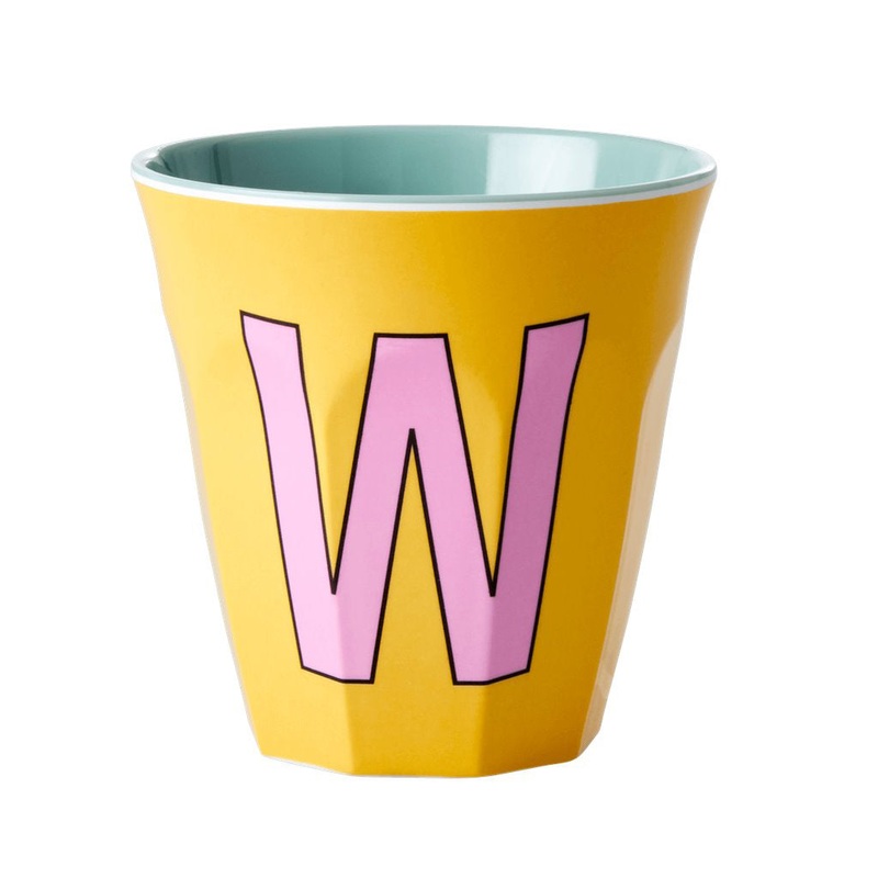 Rice DK Melamine Cup with The Letter W - Yellow - Two Tone - Medium