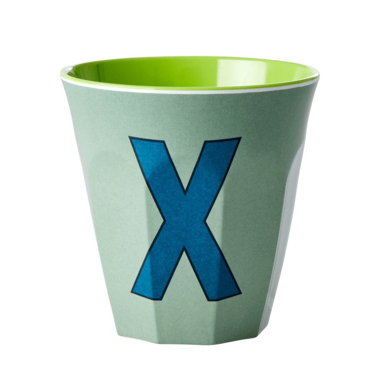 Rice DK Melamine Cup with The Letter X - Khaki - Two Tone - Medium