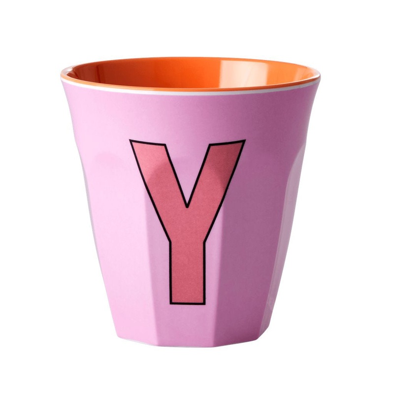 Rice DK Melamine Cup with The Letter Y - Pink - Two Tone - Medium