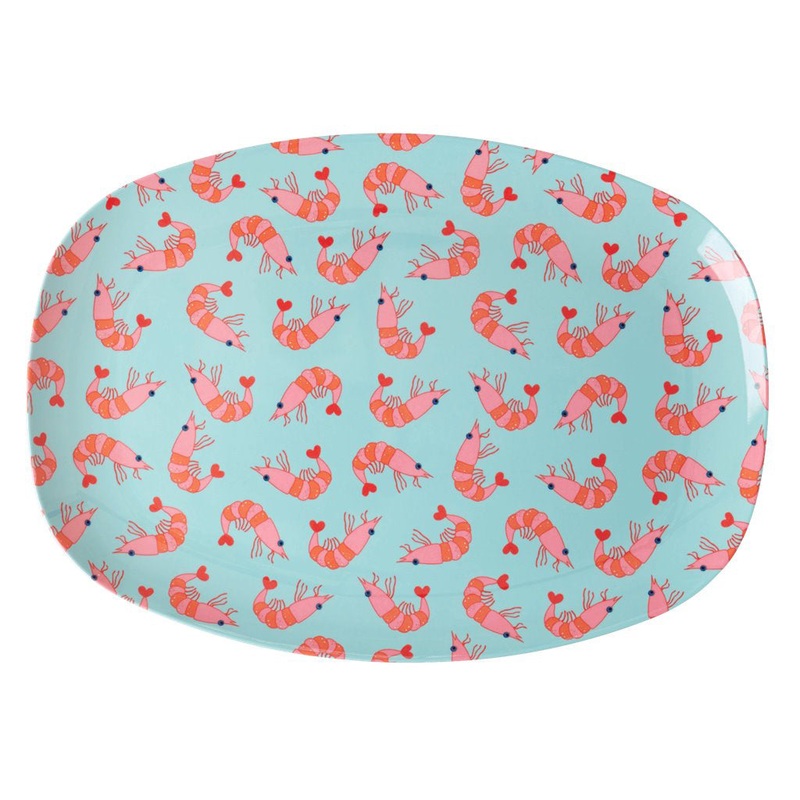 Rice DK Melamine Rectangular Plate with Shrimp Print