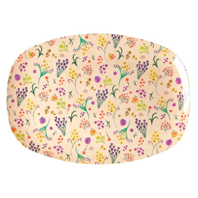 Rice DK Melamine Rectangular Plate with Wild Flower Print