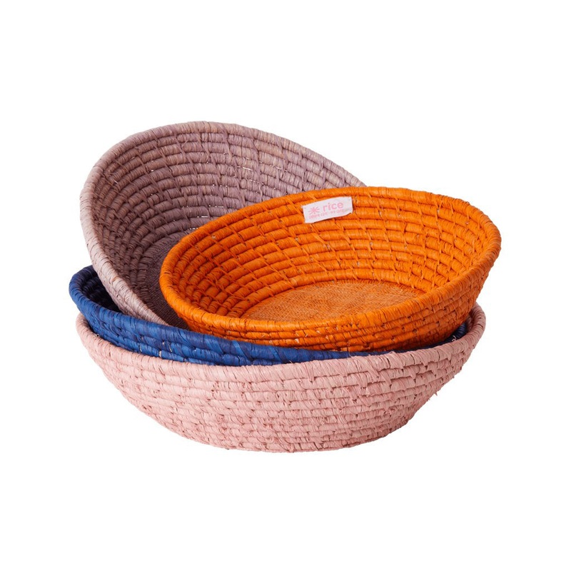 Rice DK Raffia Round Bread Baskets