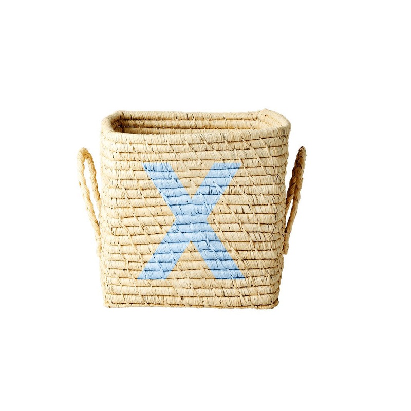 Rice DK Raffia Square Basket with Painted Letter X