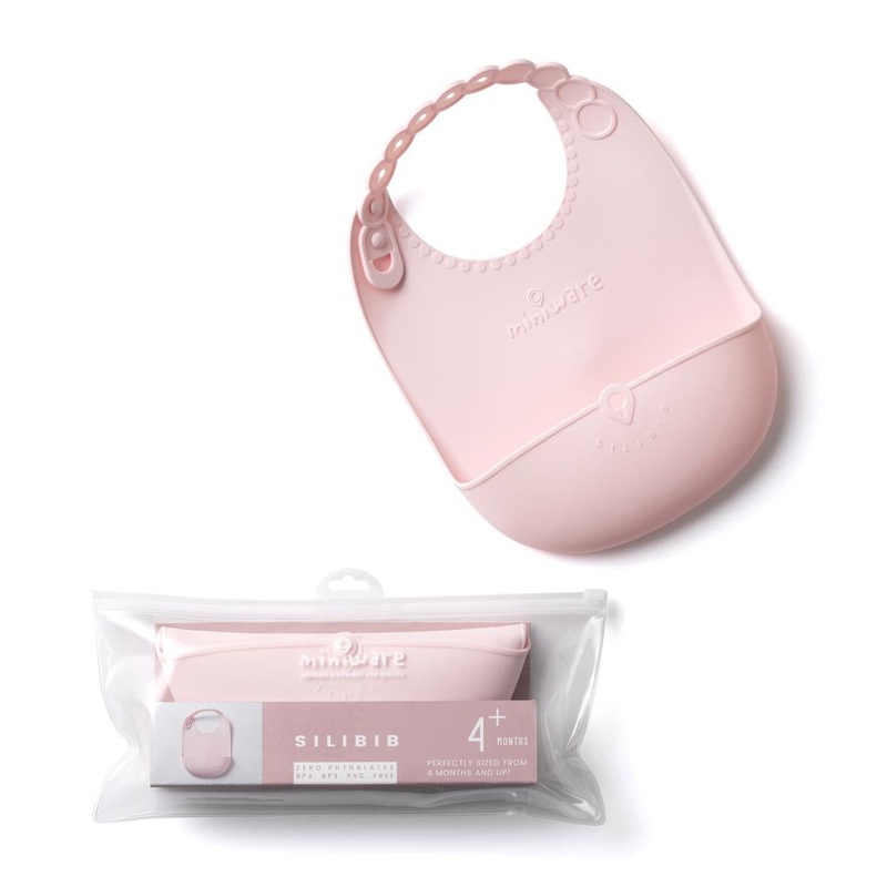Miniware Roll & Lock Bib - Silicone Bib in Cotton Candy
