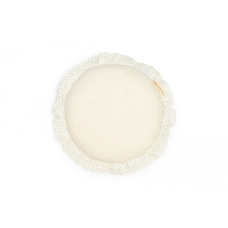 nobodinoz Vera Eyelet Lace Round Cushion Natural