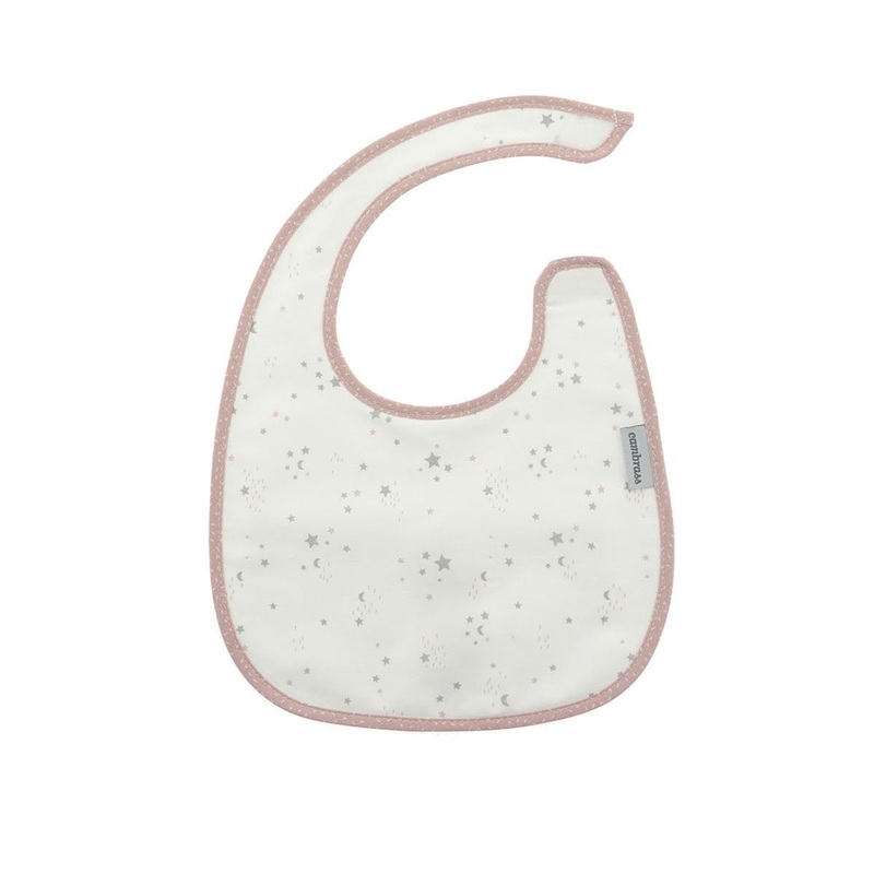 Cambrass Square Bib Velcro Sky Pink/Star 20x26cm