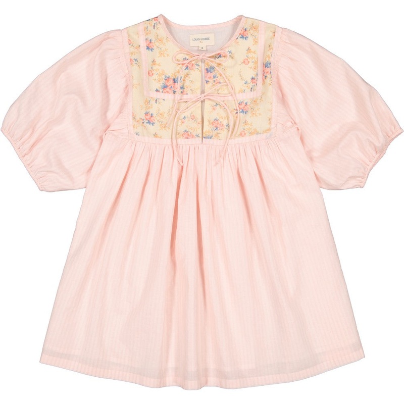Louis Louise Dress Paula Cotton Veil Stripe-Pink