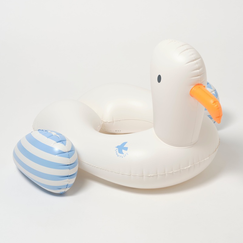 SUNNYLiFE Kids Tube Pool Ring Sid The Seagull Blue Stripe