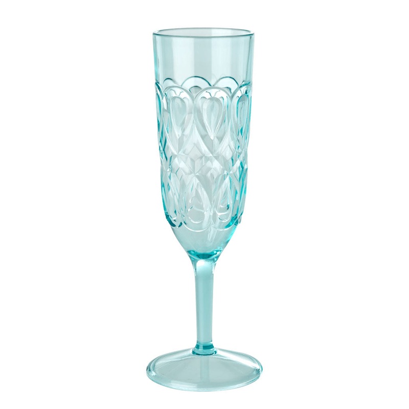 Rice DK Acrylic Champagne Glass with Swirly Embossed Detail - Mint