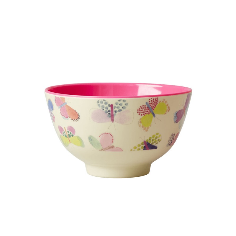 Rice DK Melamine Bowl with Butterfly Print - Two Tone - Small