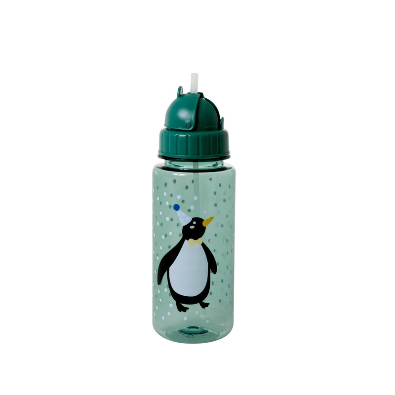 Rice DK Plastic Kids Drinking Bottle with Party Animal Print - Green - 500ml