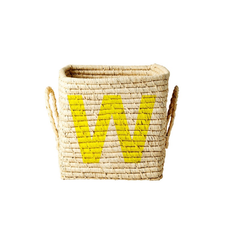 Rice DK Raffia Square Basket with Painted Letter W