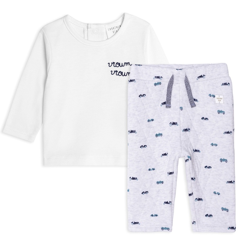Carrment Beau T-Shirt And Pant Set Grey White