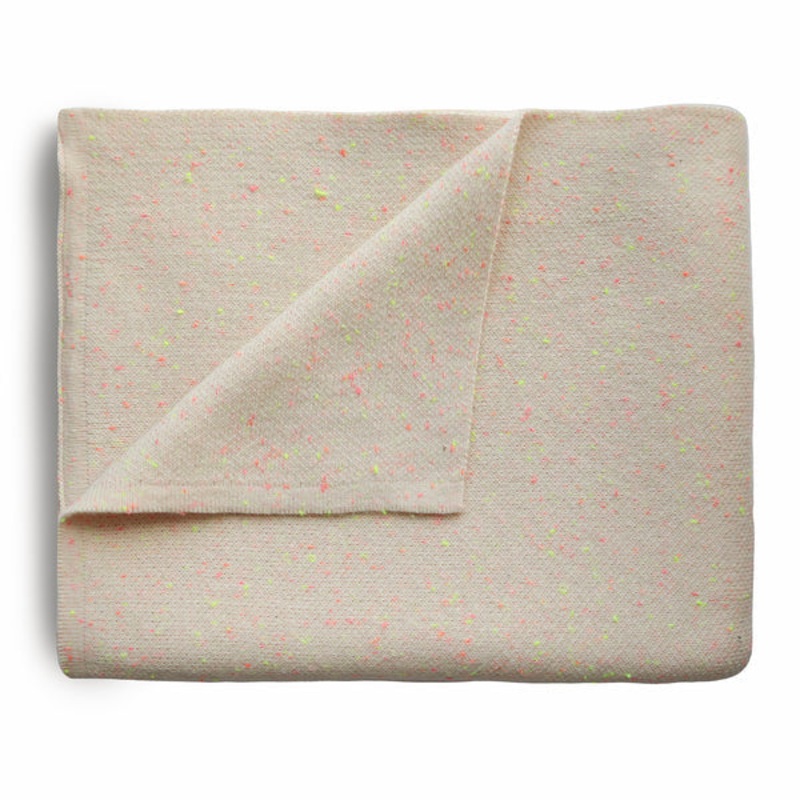 Mushie Knitted Baby Blanket Confetti Peach