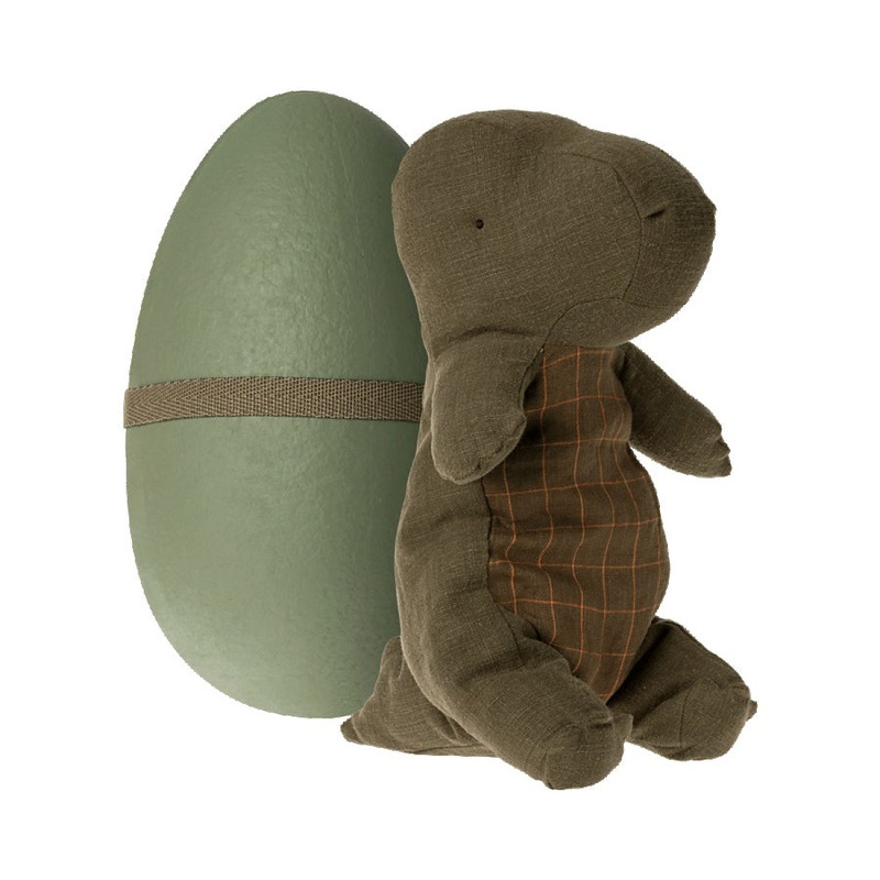Maileg Gantosaurus in Egg, Medium-Forrest Green