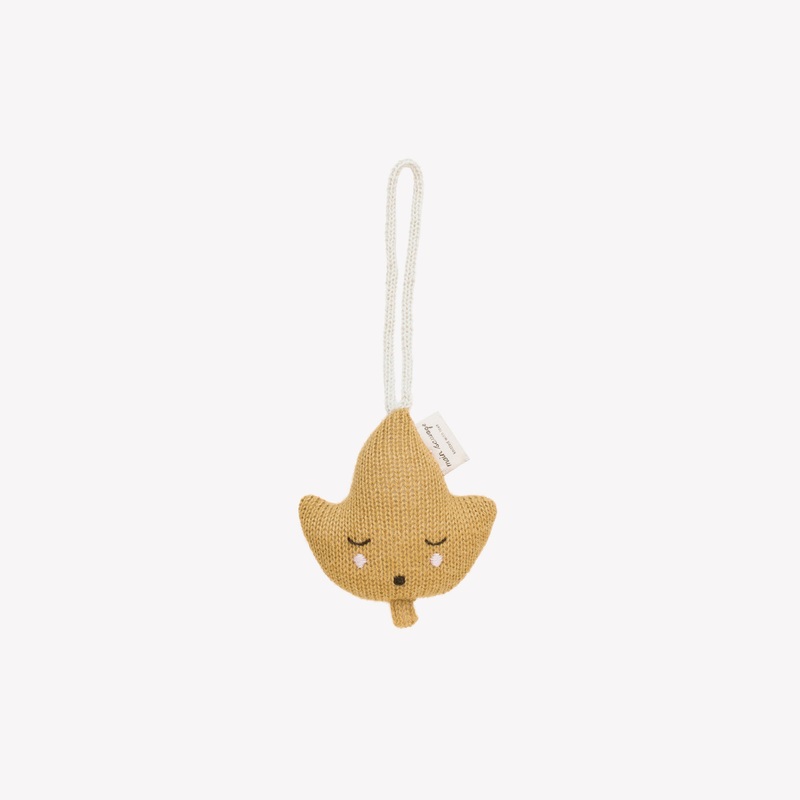 Main Sauvage Baby Gym Toy - Hanging Rattle - Leaf - Ochre