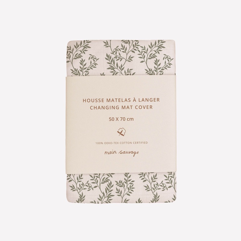 Main Sauvage Changing Mat Cover - Bay Leaves