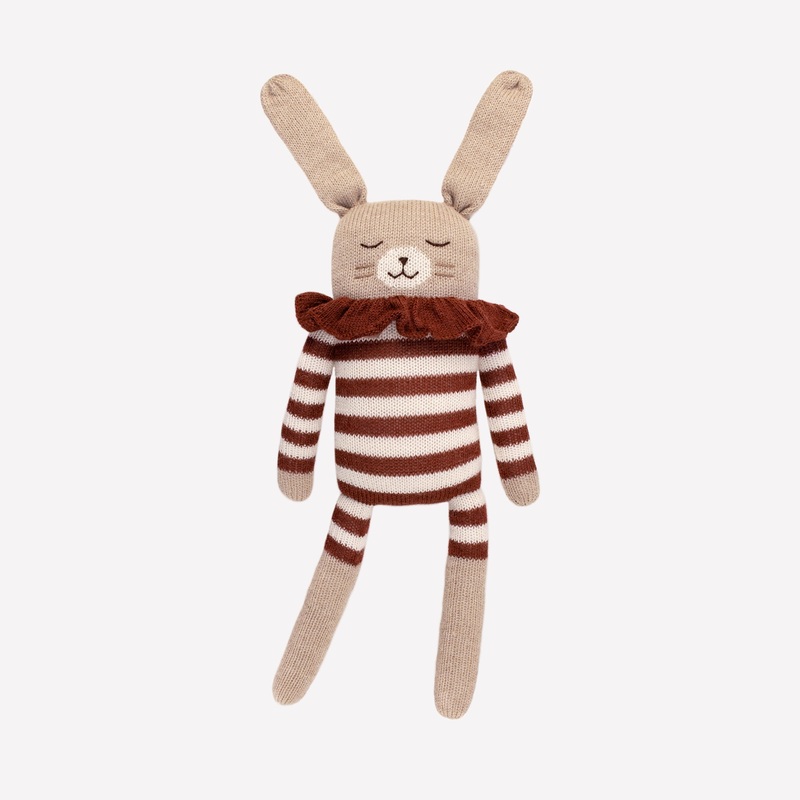 Main Sauvage Knit Toy - Big Bunny - Sienna Striped Romper