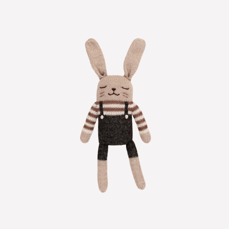 Main Sauvage Knit Toy - Bunny - Black Overalls