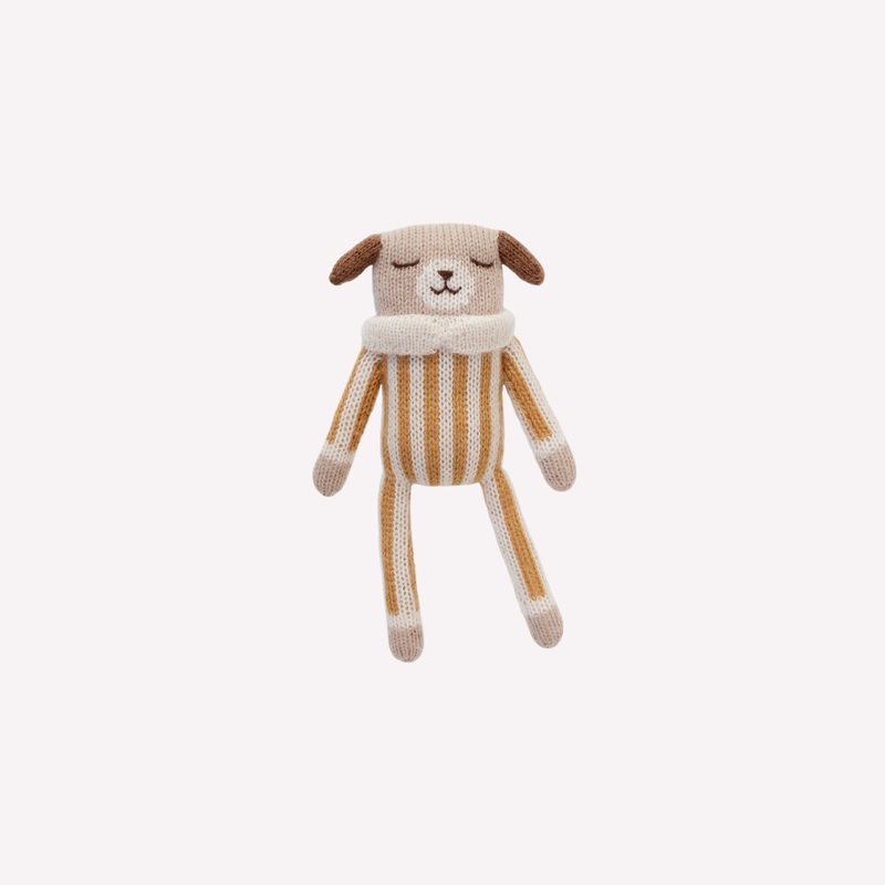 Main Sauvage Knit Toy - Puppy - Ochre Striped Jumpsuit