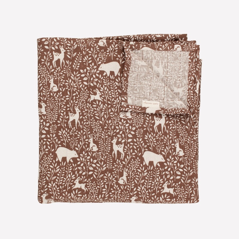 Main Sauvage Muslin Swaddle Blanket - Woodland