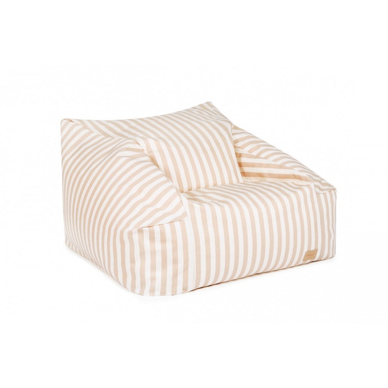nobodinoz Chelsea Twill Beanbag Taupe Stripes/Natural