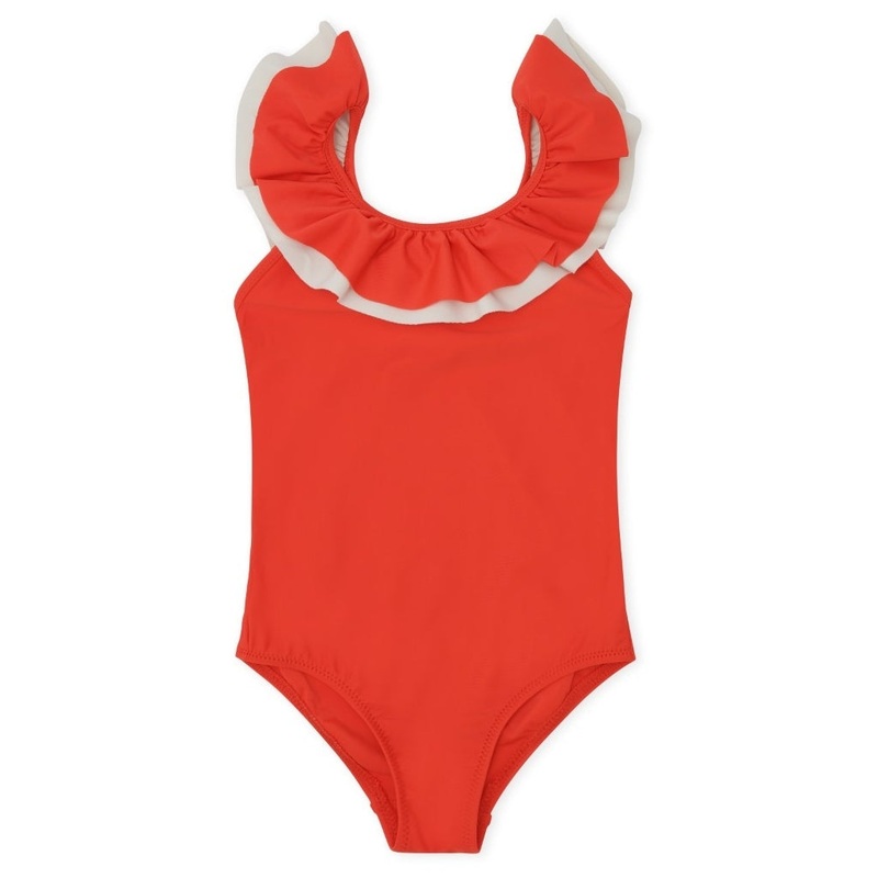 Konges Sljd Moule Frill Swimsuit Fiery Red