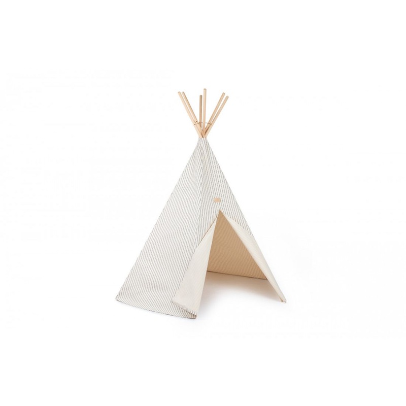 nobodinoz Arizona Tipi Blue Thin Stripes/Natural