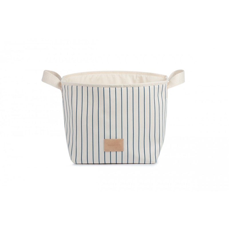 nobodinoz Django Toy Basket Blue Thin Stripes/Natural